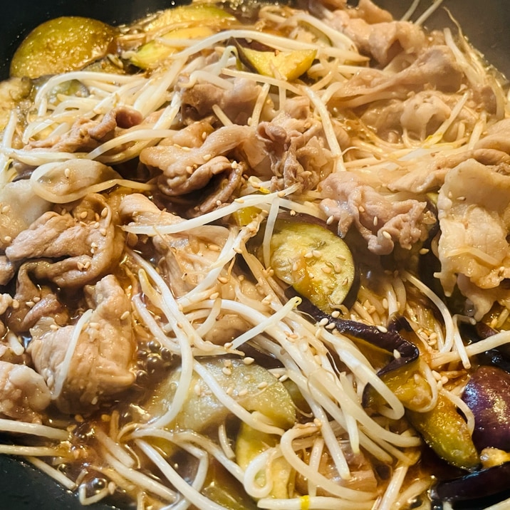 ナスともやしの肉炒め